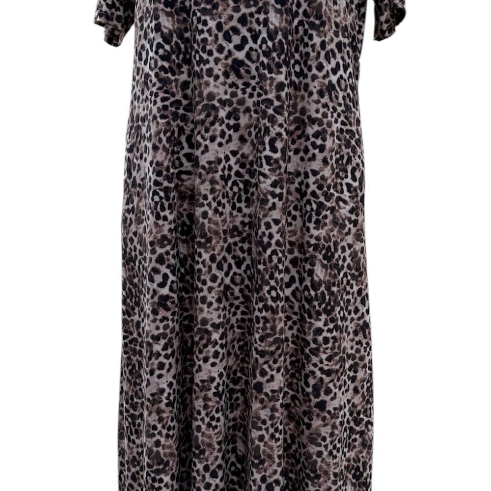 Attitudes by Renee Long Sleeve Animal Print Dress - Black and Brown